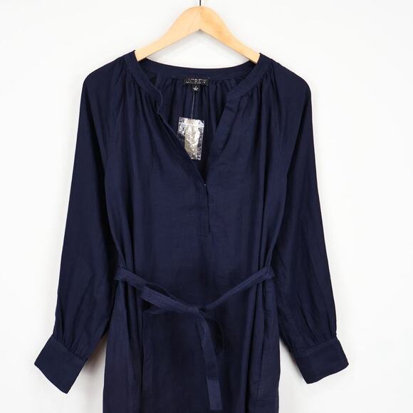 J.Crew Cabana Mini Dress Linen Navy Blue Size Small NWT - Picture 3 of 9